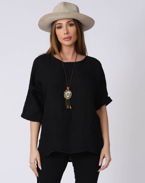 Blouse 100% Lin Kely noire