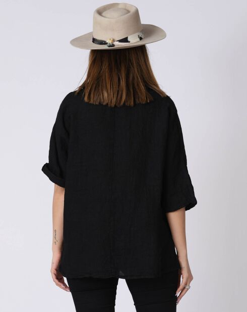 Blouse 100% Lin Kely noire