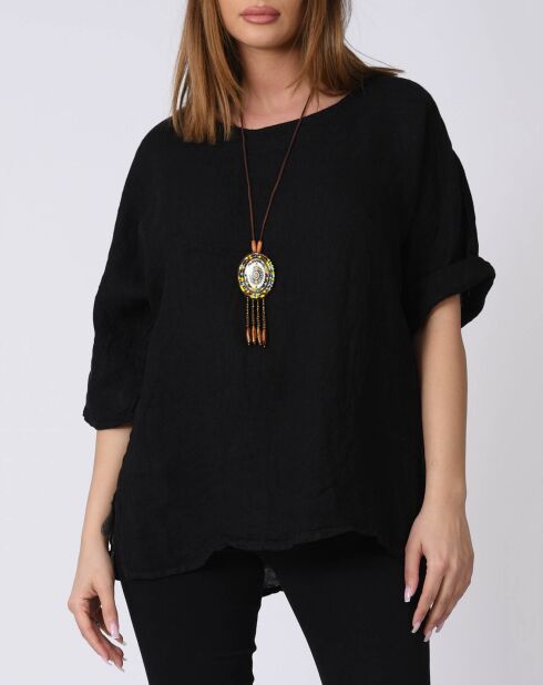 Blouse 100% Lin Kely noire