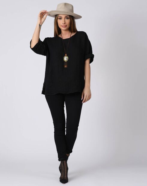 Blouse 100% Lin Kely noire