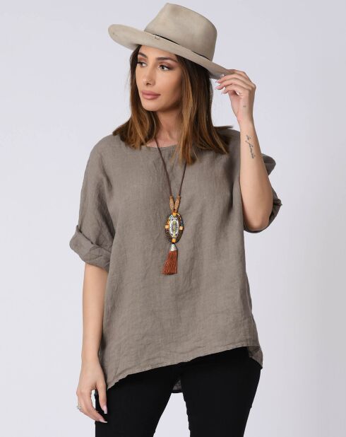 Blouse 100% Lin Kely taupe
