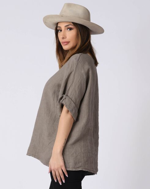 Blouse 100% Lin Kely taupe