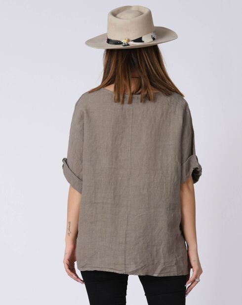 Blouse 100% Lin Kely taupe