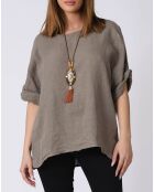 Blouse 100% Lin Kely taupe