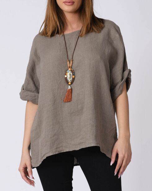 Blouse 100% Lin Kely taupe