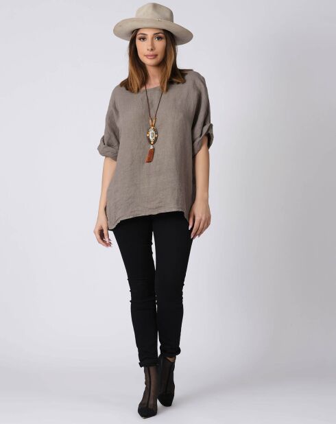 Blouse 100% Lin Kely taupe