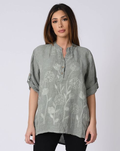 Blouse 100% Lin Kenza kaki