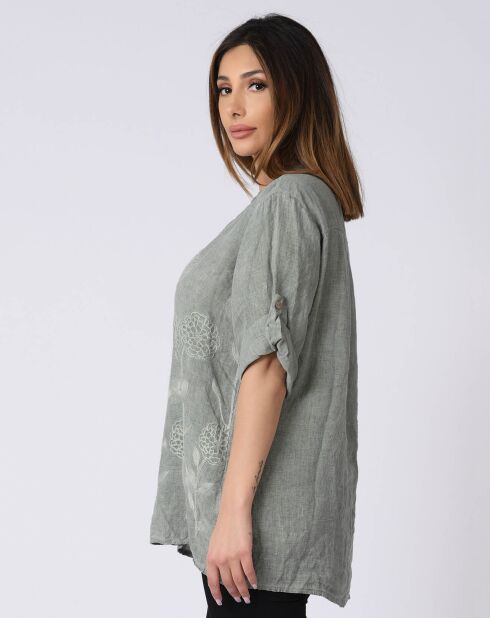 Blouse 100% Lin Kenza kaki