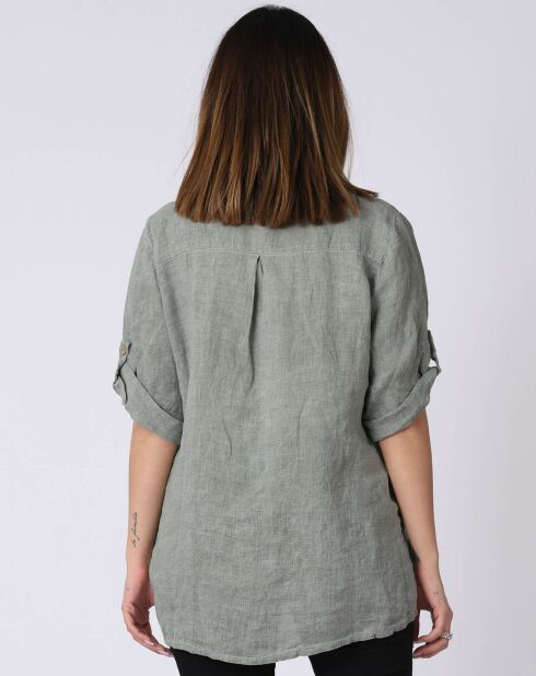 Blouse 100% Lin Kenza kaki
