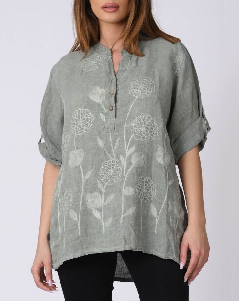 Blouse 100% Lin Kenza kaki