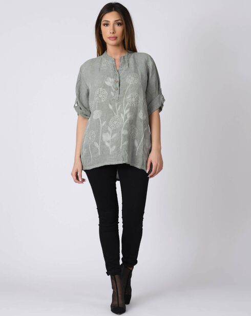 Blouse 100% Lin Kenza kaki