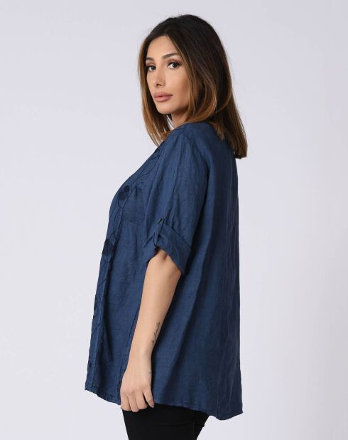 Blouse 100% Lin Kristal marine