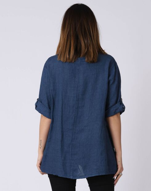 Blouse 100% Lin Kristal marine