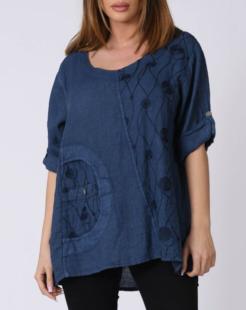Blouse 100% Lin Kristal marine