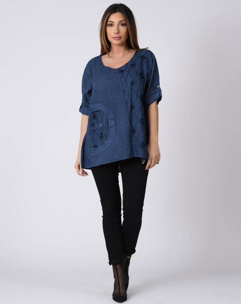 Blouse 100% Lin Kristal marine