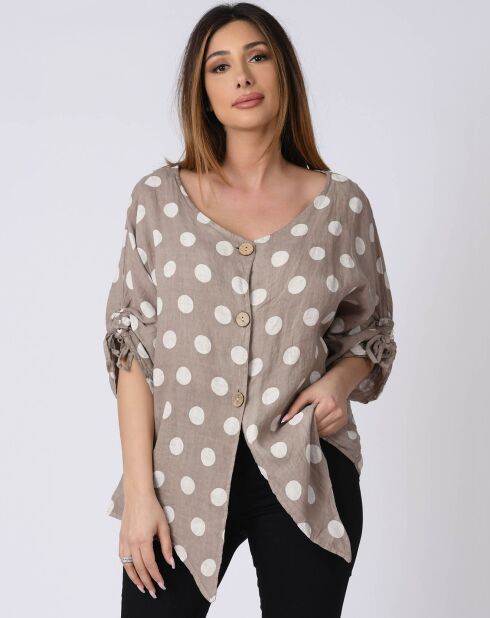 Chemise 100% Lin Lara taupe