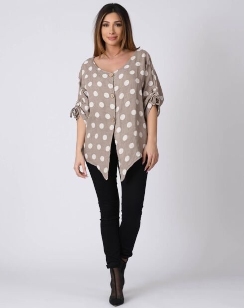Chemise 100% Lin Lara taupe
