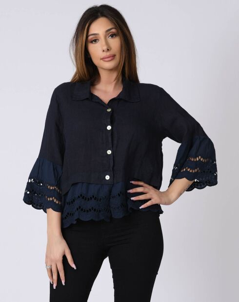 Chemise 100% Lin Lise marine