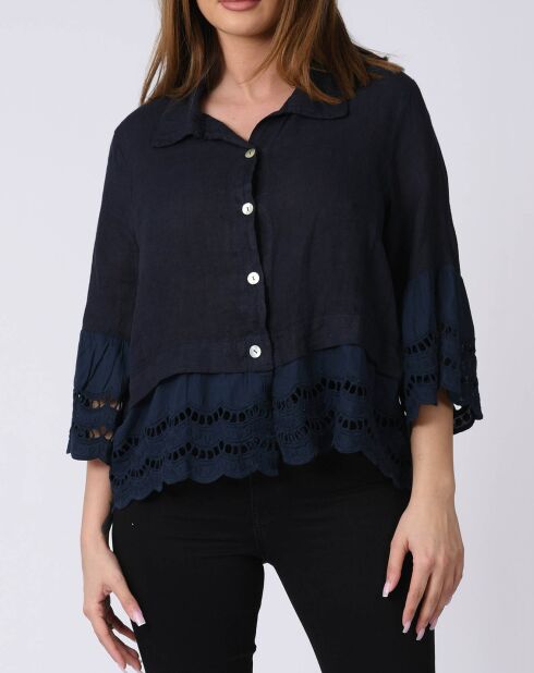 Chemise 100% Lin Lise marine