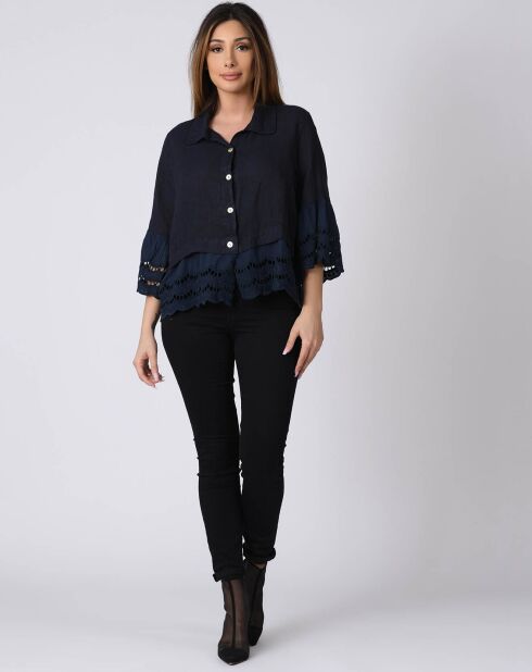 Chemise 100% Lin Lise marine