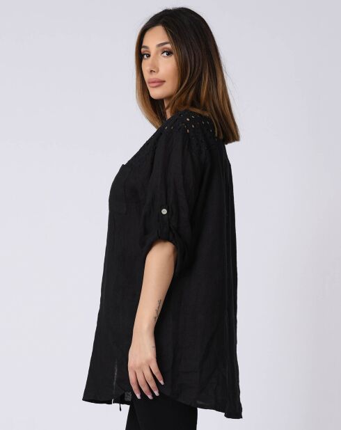 Chemise 100% Lin Lila noire