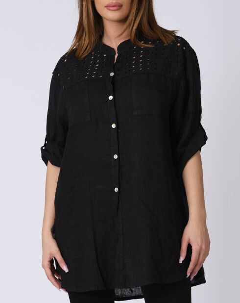 Chemise 100% Lin Lila noire