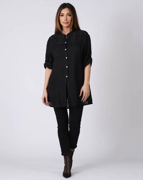 Chemise 100% Lin Lila noire