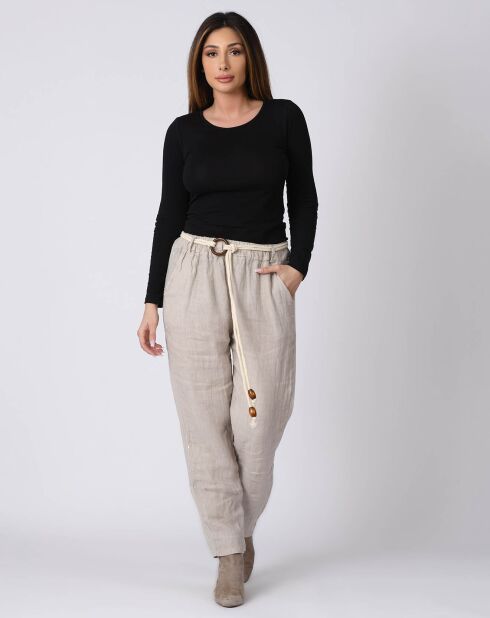Pantalon 100% Lin Kaylen beige