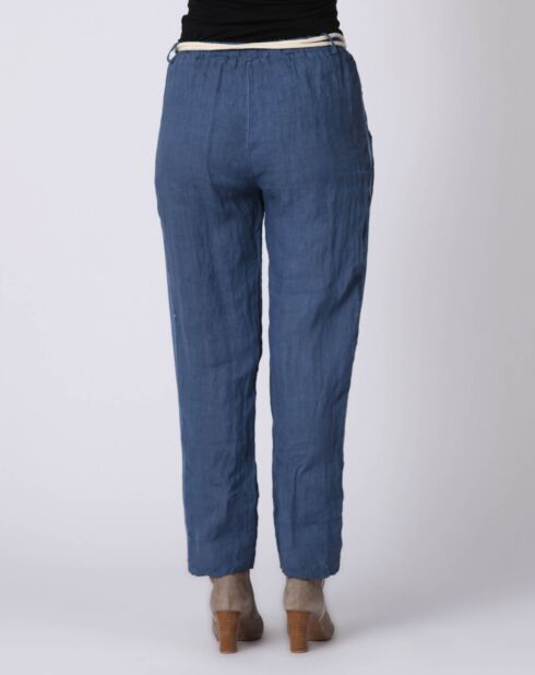Pantalon 100% Lin Kaylen bleu