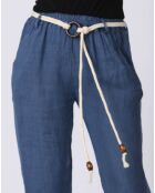 Pantalon 100% Lin Kaylen bleu