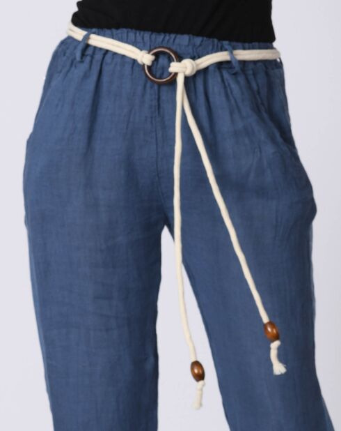 Pantalon 100% Lin Kaylen bleu