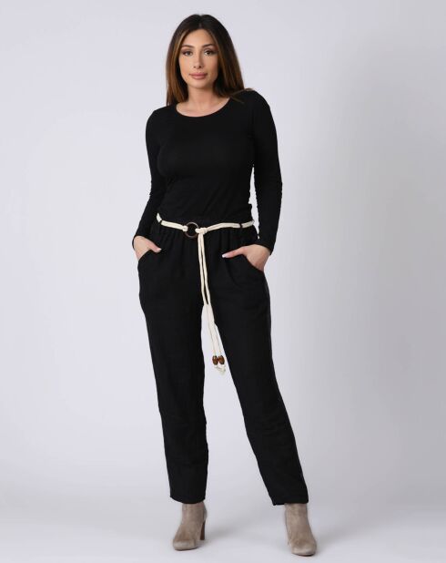Pantalon 100% Lin Kaylen noir