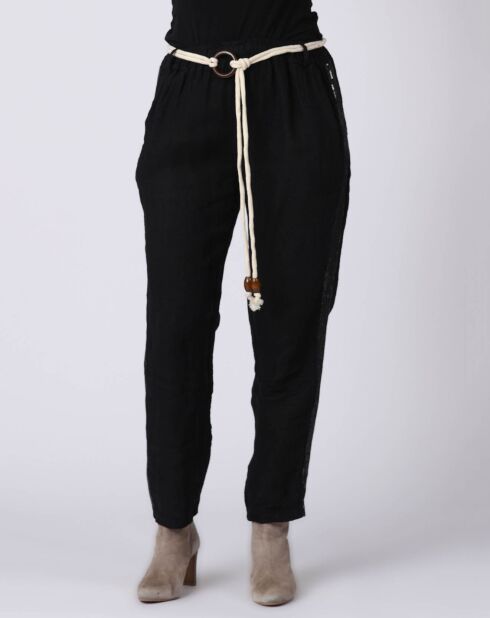Pantalon 100% Lin Kaylen noir
