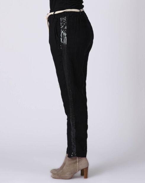 Pantalon 100% Lin Kaylen noir