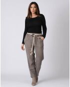 Pantalon 100% Lin Kaylen taupe