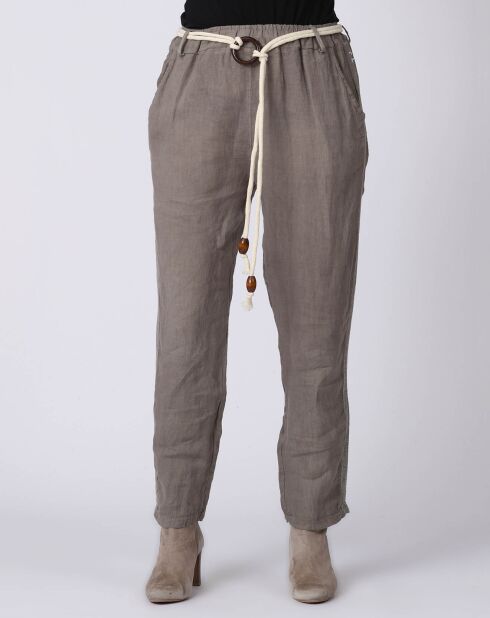Pantalon 100% Lin Kaylen taupe