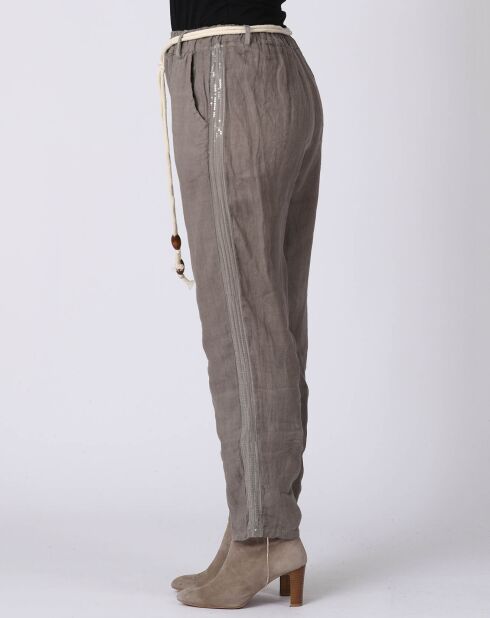 Pantalon 100% Lin Kaylen taupe