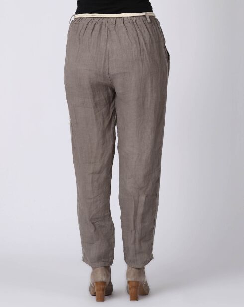 Pantalon 100% Lin Kaylen taupe