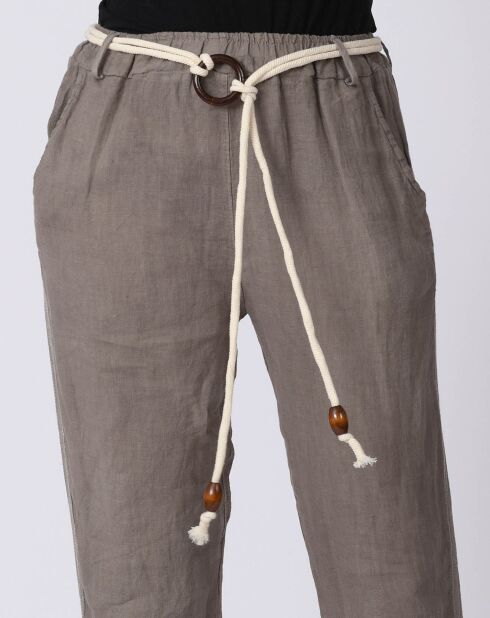 Pantalon 100% Lin Kaylen taupe