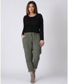 Pantalon 100% Lin Kristen kaki