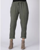 Pantalon 100% Lin Kristen kaki