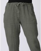 Pantalon 100% Lin Kristen kaki