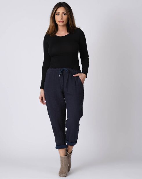 Pantalon 100% Lin Kristen marine
