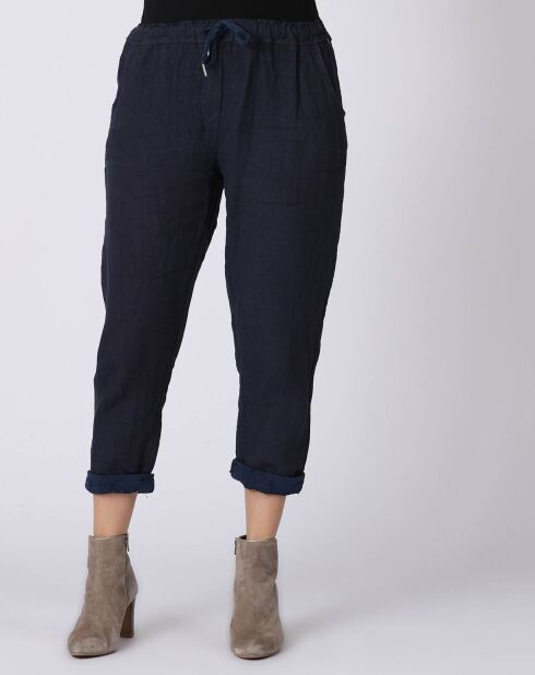Pantalon 100% Lin Kristen marine
