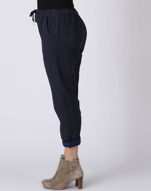 Pantalon 100% Lin Kristen marine