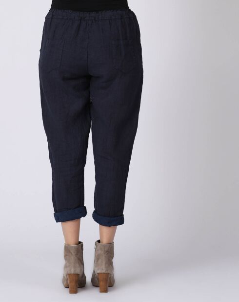 Pantalon 100% Lin Kristen marine