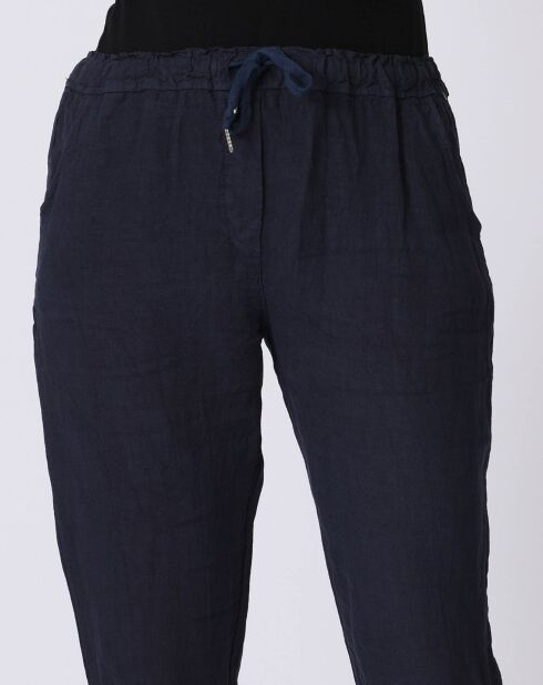 Pantalon 100% Lin Kristen marine
