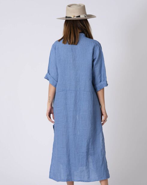 Robe 100% Lin Kara bleue