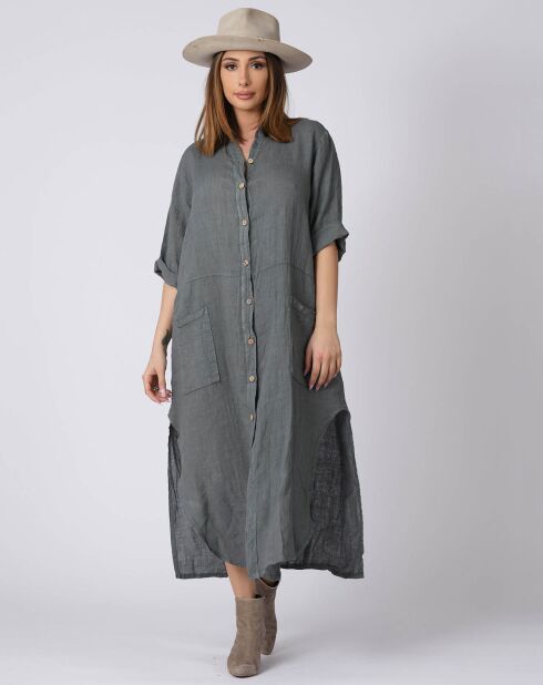 Robe 100% Lin Kara grise