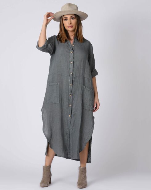 Robe 100% Lin Kara grise